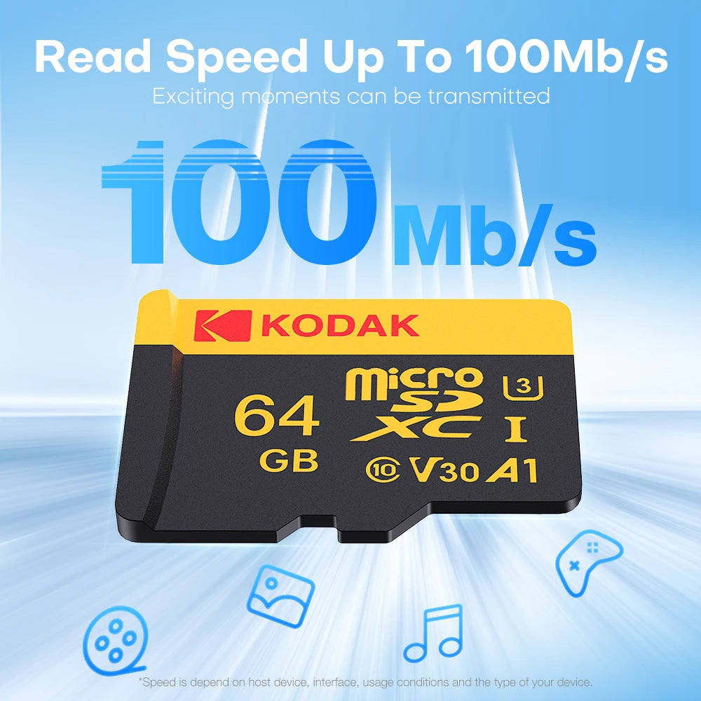 Micro SD Card 128GB 64GB 32GB 16GB Class 10 U3 100Mb/S TF Memory Card + SD Adapter for 4K Video Drone Phone