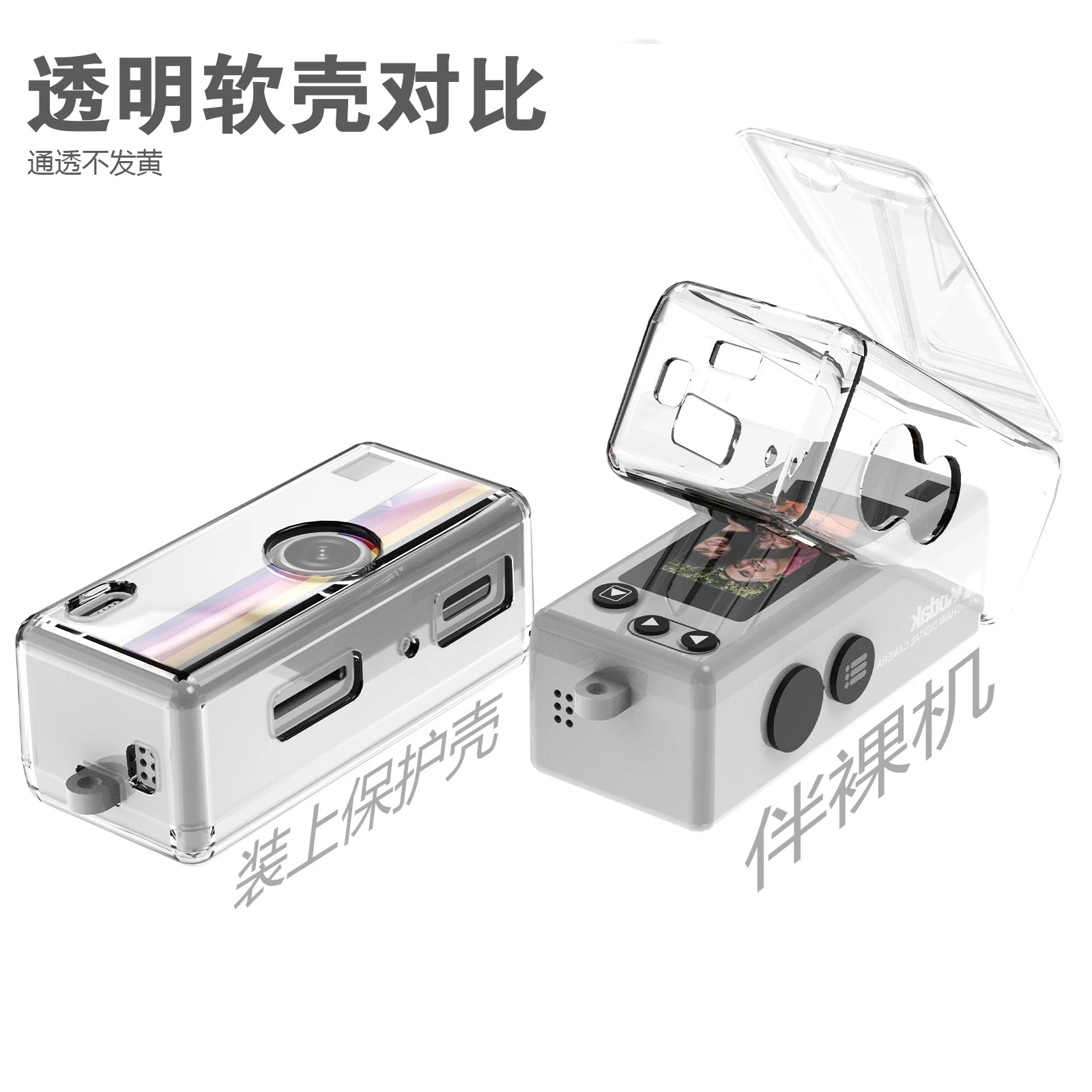Protective Kit for Kodak Charmera Mini Camera 2 in 1 Set with TPU Case Tempered Glass Screen Protector